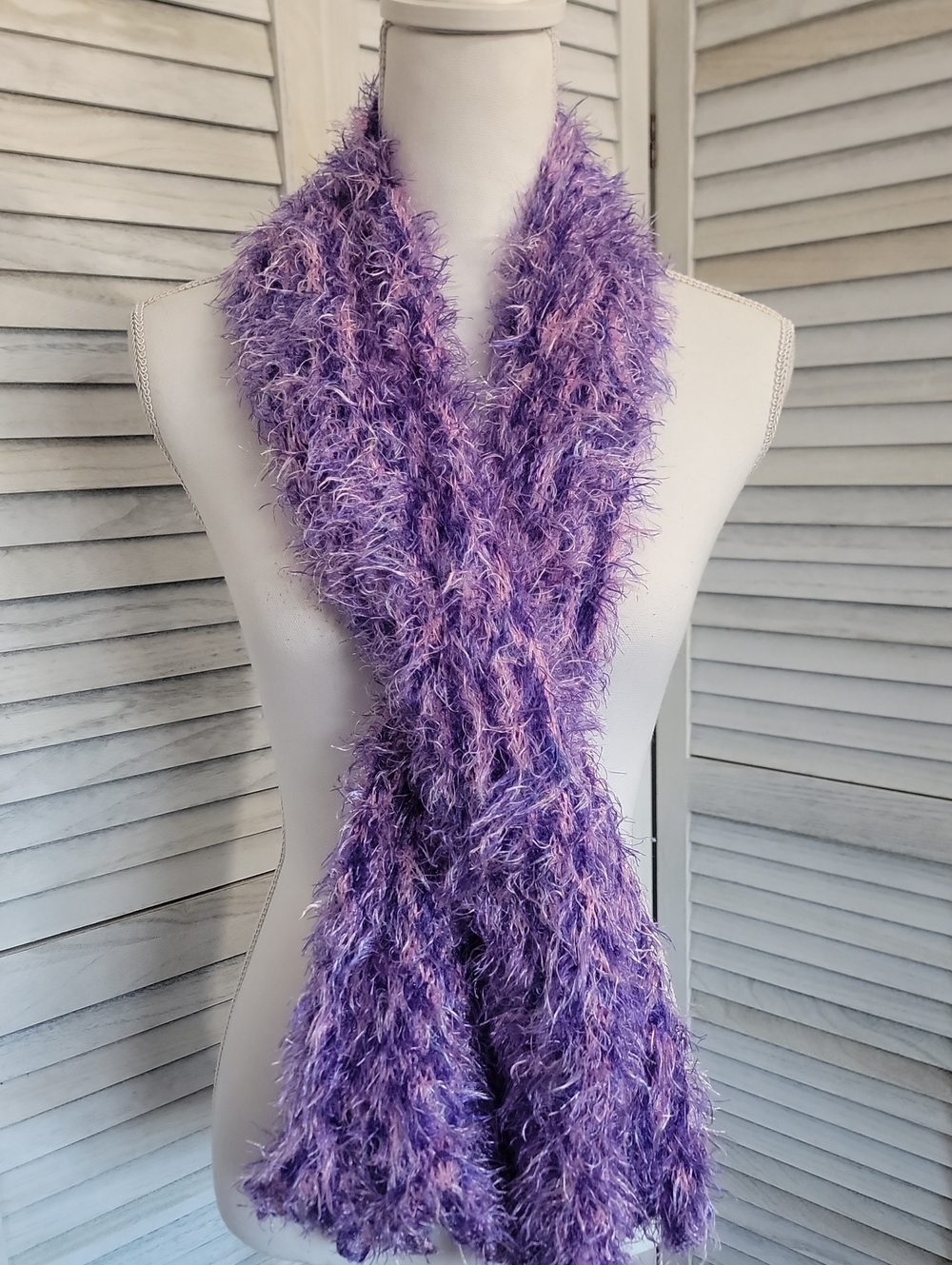 Magic Fuzzy Purple and Pink Eyelash Yarn Scarf